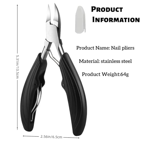 Ingrown Toenail Clippers for Thick Nails - Professional Stainless Steel Trimmer with Curved Blade & Soft Grip