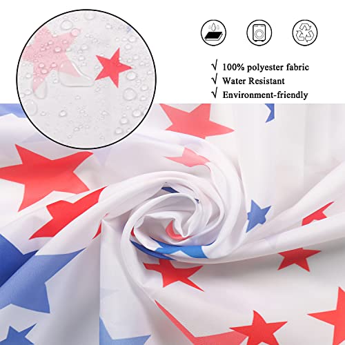 Independence Day Shower Curtain - Star Pattern, 72"x72" Waterproof Fabric
