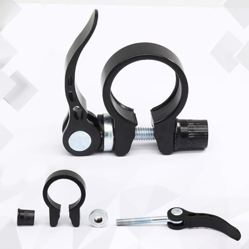 28.6mm Bicycle Seat Post Clamp, Aluminium Alloy Bike Quick Release Clamp Seatpost Collar, Type 1, Black