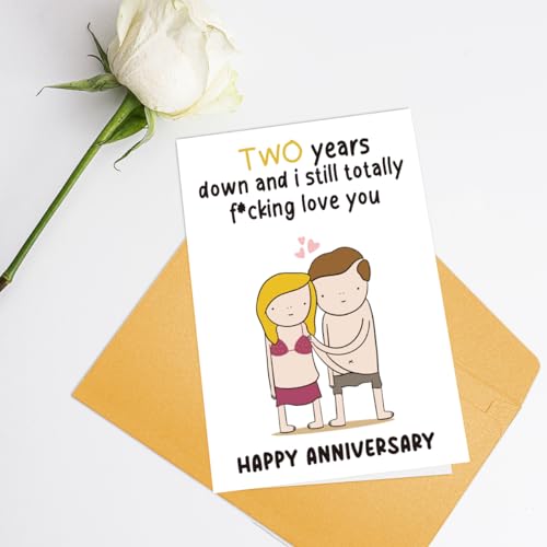 Funny 2nd Anniversary Card for Couples - Blank Inside