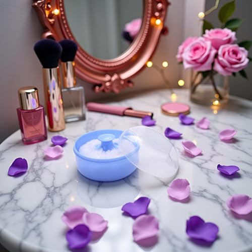 Myuiao Blue Cosmetic Powder Puff with Portable Storage Case Set