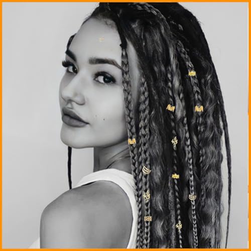 60 PCS Gold Hair Jewelry for Braids and Dreadlocks Cuffs