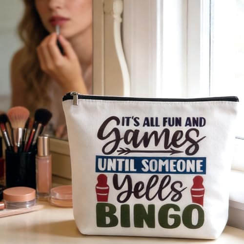 Bingo Makeup Bag Canvas Cosmetic Pouch for Bingo Players