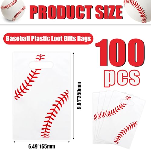 Baseball Goodie Bags 100 Pack Plastic Party Favor Loot Bags for Kids Birthday