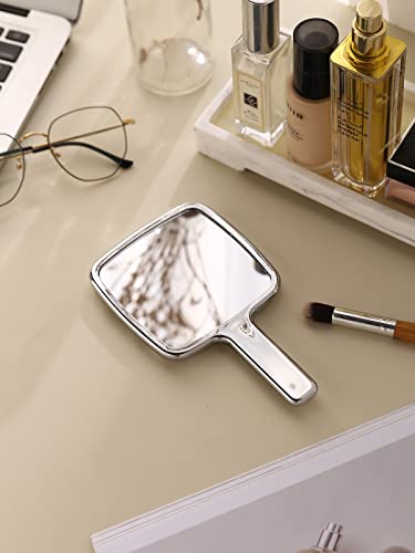 MIRRORNOVA Small Handheld Makeup Mirror with Handle and Water Ripple Design