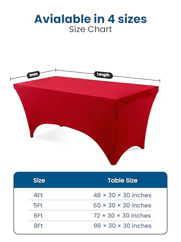 Utopia Kitchen 6ft Spandex Table Cloth - 2 Pack, Red Stretch Fitted Cover