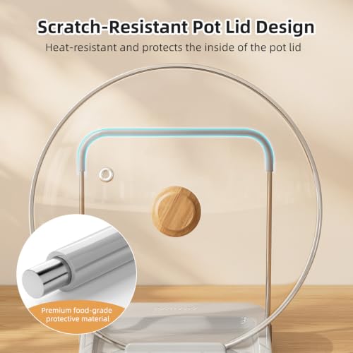 Foldable Pot Lid Holder with Spoon Rest and Suction Cups - Grey