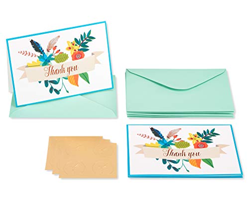 Papyrus Floral Banner Thank You Cards with Envelopes - 12 Count