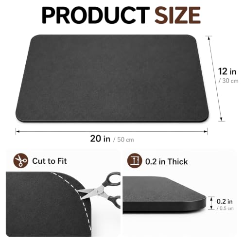 JOVANJA Black Non-Slip Coffee Bar Mat 12x20 Inch Countertop Protector