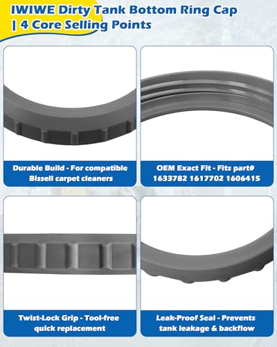 Bissell ProHeat 2X Replacement Dirty Tank Bottom Ring Cap - Upgraded Plastic