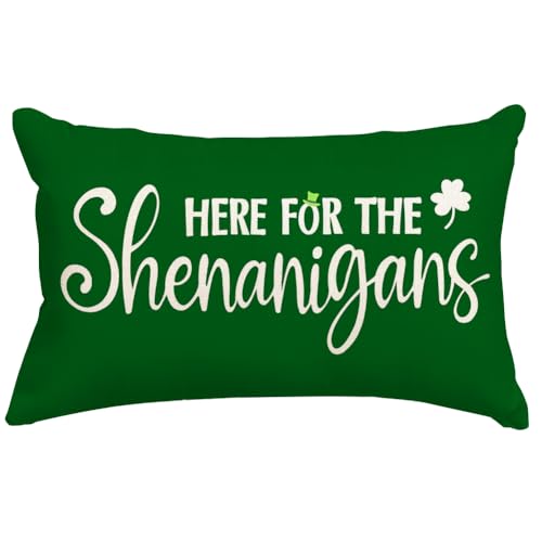 St. Patrick's Day Lumbar Pillow Cover 12x20 Shamrock Green Spring Couch Decor