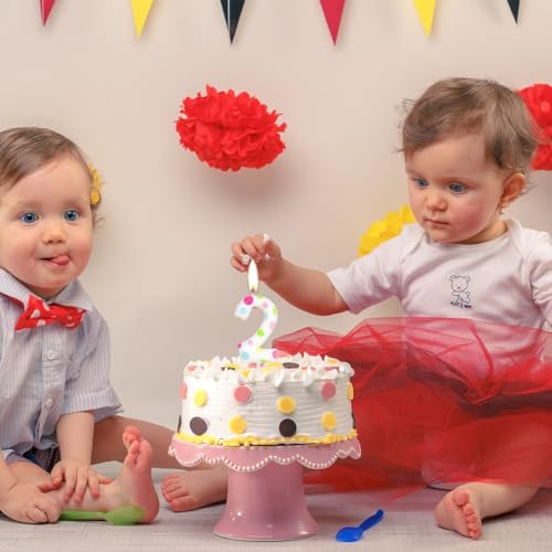 Polka Dot Number 6 Birthday Candle - Colorful 2.4 Inch Cake Topper