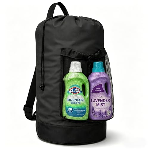 Durable Laundry Backpack Bag with Adjustable Straps & Mesh Pocket