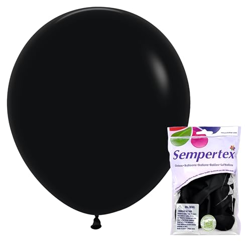 Sempertex 18-Inch Deluxe Black Latex Balloons - 6 Pack for Party Decor