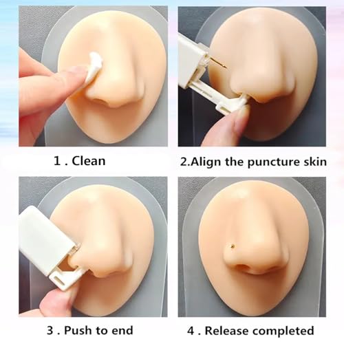 Silver Angel Self Nose Piercing Kit Disposable Piercing Gun with Stud