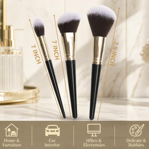 BAIDOON 3 Pack Microfiber Duster Brush Kit for Car & Home Cleaning