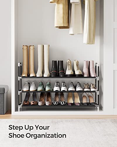 SONGMICS 3-Tier Shoe Rack, 38.8-Inch Wide Entryway Shoe Storage, Black