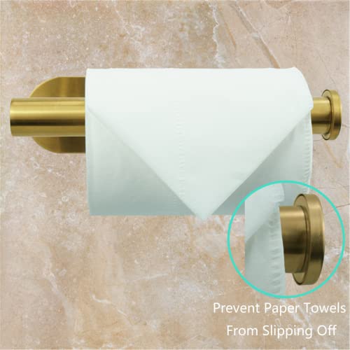 Kinbrace Self-Adhesive Toilet Paper Holder - Brushed Gold Stainless Steel