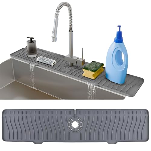 AAROO 24-Inch Silicone Kitchen Sink Faucet Splash Guard - Gray