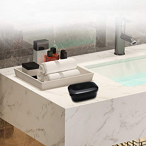 TANCANO Portable Soap Dish Holder with Drainage Rack - 2 Pack, Black