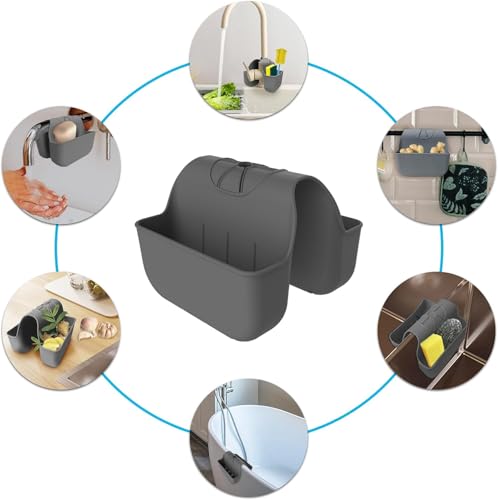 Dark Grey Silicone Sponge Holder Caddy for Kitchen Sink
