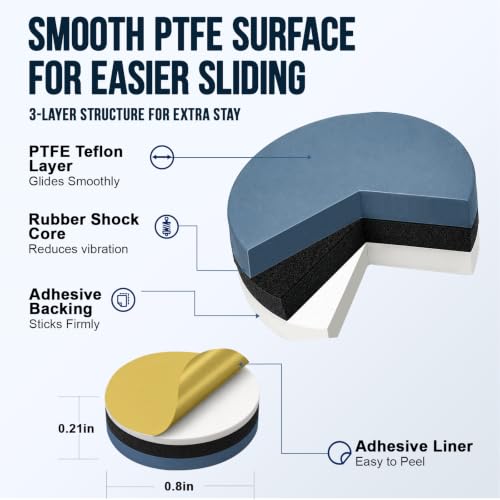 Lancord Adhesive Small Appliance Sliders for Countertop - 16 Piece Set