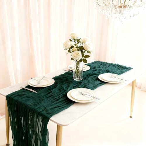 IZUS Sheer Cheesecloth Table Runner Rustic Boho Wedding Decor