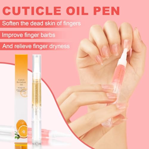 Meschett 3PCS Nail Cuticle Oil Pen Set with Nail File, Moisturizing