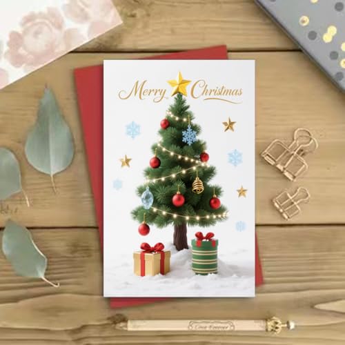 QLIYLIN Christmas Cards - 5x7 Blank Holiday Greeting Card with Envelope