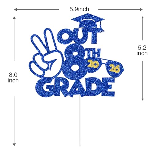 8th Grade Graduation Cake Topper - Glitter Hello High School