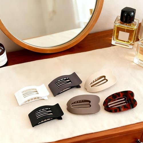 Wnqou 6-Pack Flat Hair Claw Clips for Women Large Strong Hold