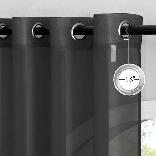 NICETOWN Black Sheer Curtain Panels 54" x 84" - Pack of 2