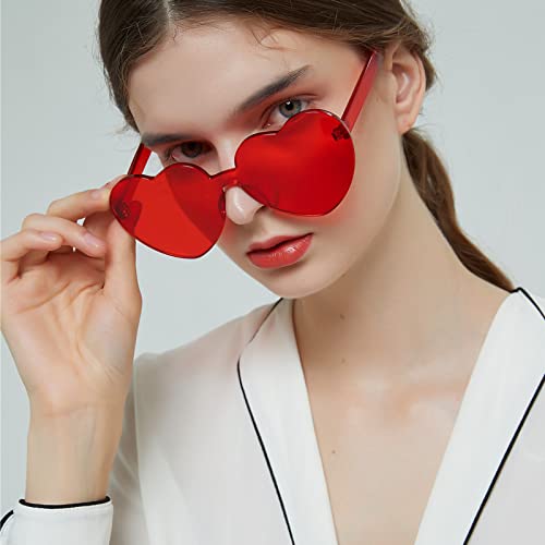 WLBON Valentine's Day Heart Headband and Red Heart Sunglasses Set