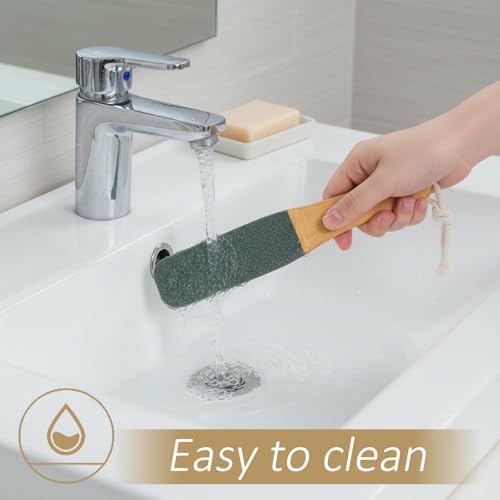 Zelphvt 3-Pack Wooden Handle Foot Scrubber & Callus Remover File