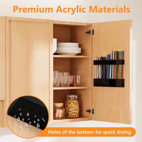 Acrylic Straw Holder for Cabinet Door - Reusable Straw Organizer