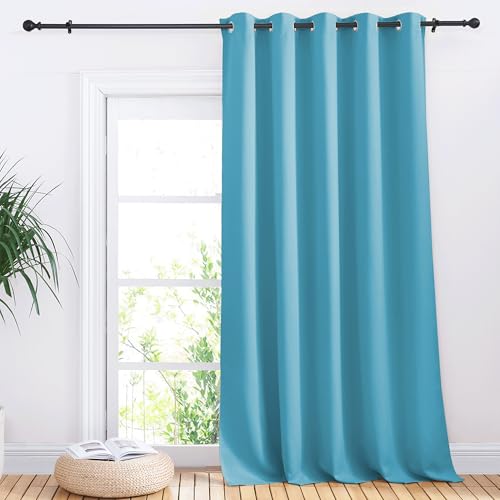 NICETOWN Thermal Blackout Sliding Door Curtains, Teal Blue, 70x95