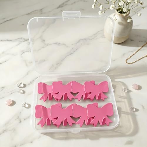 8 Pcs Pink Bow Knot Adhesive Wall Hooks - Cute Kawaii Decor for Hanging