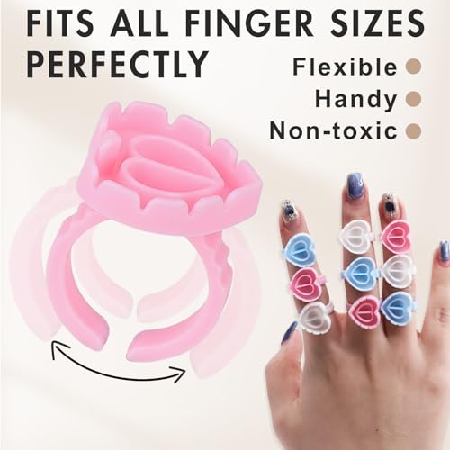 Embagol 100 PCS Eyelash Extension Glue Rings Disposable Heart Blossom Cups