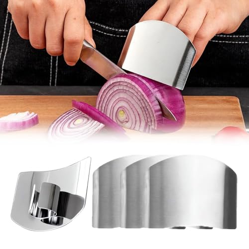 Promifun Stainless Steel Finger Guards - 4 Pcs Cutting Protectors