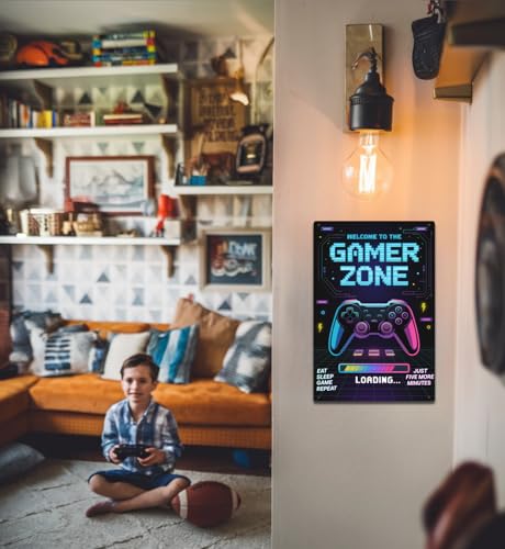 Gaming Wall Art Sign for Boys | Cool Gamer Room Decor