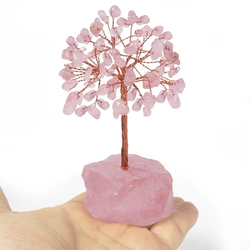 Rose Quartz Healing Crystal Tree - Natural Reiki Life Stone Decor for Feng Shui, Meditation & Home Office