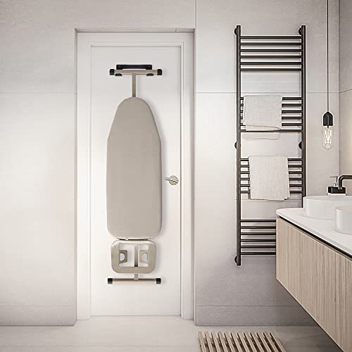 EXCLEN Black Wall Mount Ironing Board Hanger Organizer Laundry Room Storage
