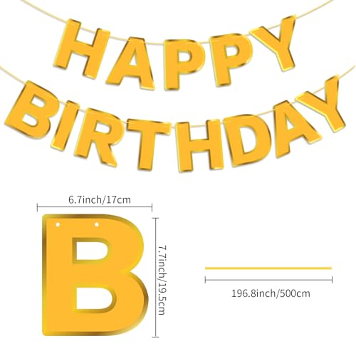 Yellow Happy Birthday Banner - Durable Party Decor for All Ages