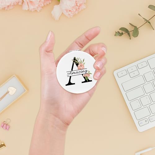 Tamnioa Initial A Compact Mirror - Personalized Pocket Makeup Mirror for Women