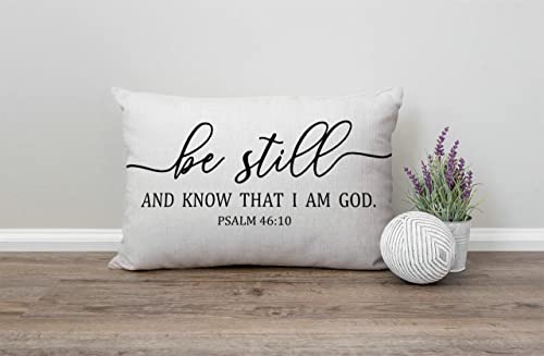 Solekla Psalm 46:10 Bible Verse Lumbar Pillow Cover Jcp201 12x20 Inch Decor
