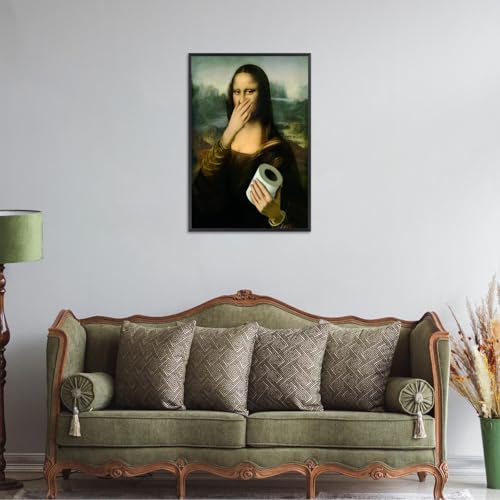 Funny Vintage Woman Portrait Canvas Wall Art for Bathroom