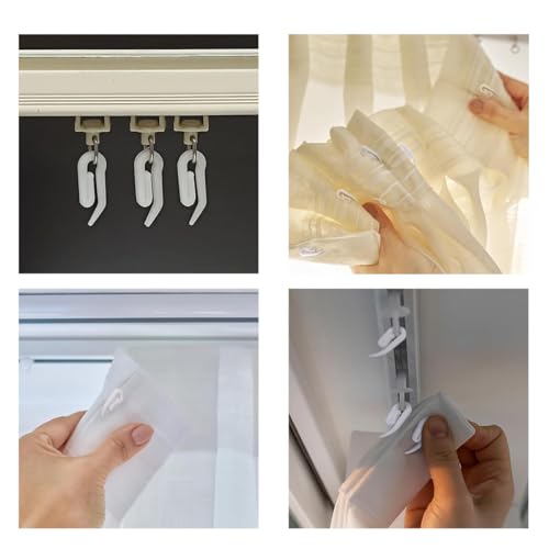 200-Piece Plastic Curtain Hooks for Track Sliders and Roller Rings, 1.1 Inch