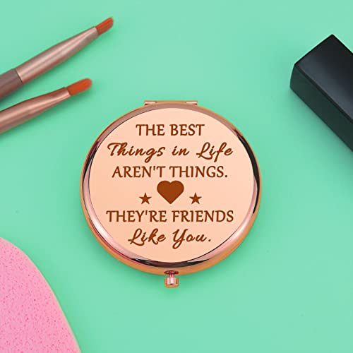 2-Piece Rose Gold Compact Makeup Mirror - Best Friend Birthday Gift