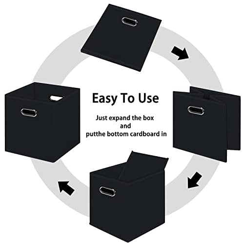 Black Foldable Storage Cubes with Dual Handles - 11x11x11