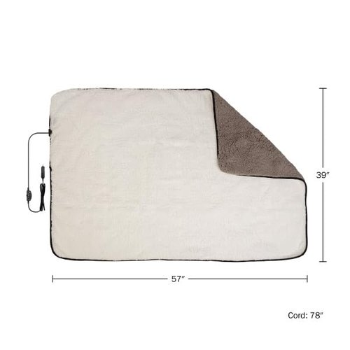 Stalwart Heated Car Blanket 2-Pack - 12V Heated Blanket for Car, RV or Camping - 57x39” Portable Electric Travel Throw - 2 Heat Levels - Tailgating Essentials (Gray)